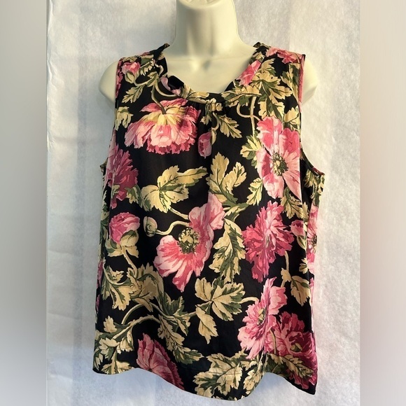 Talbots sleeveless floral silk cotton top Sz-12P. R10 - Picture 1 of 8